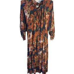 Easel Los Angeles M Floral Maxi Dress Peasant Boho Farm Prairie Women